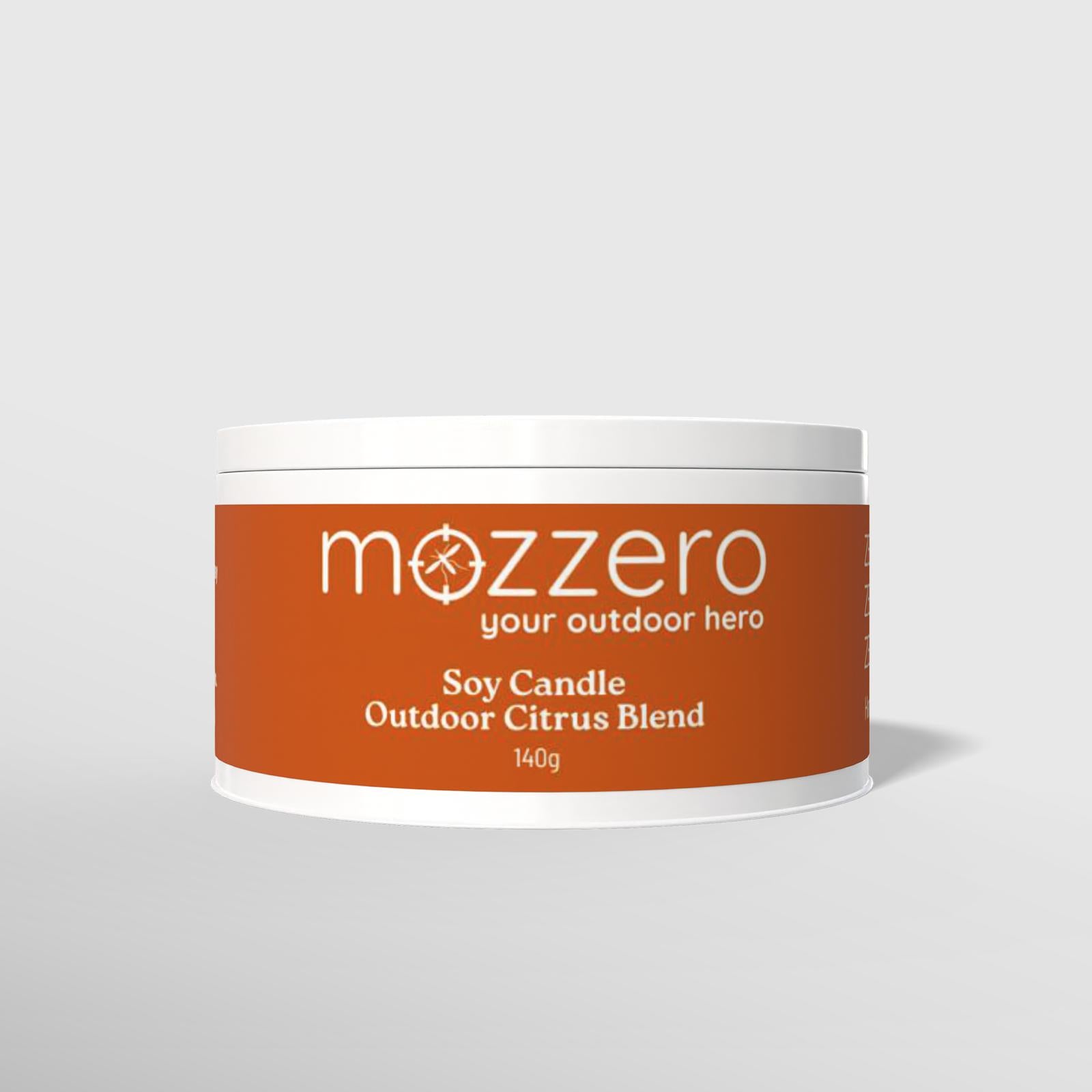 Mozzero soy candle container with outdoor citrus blend