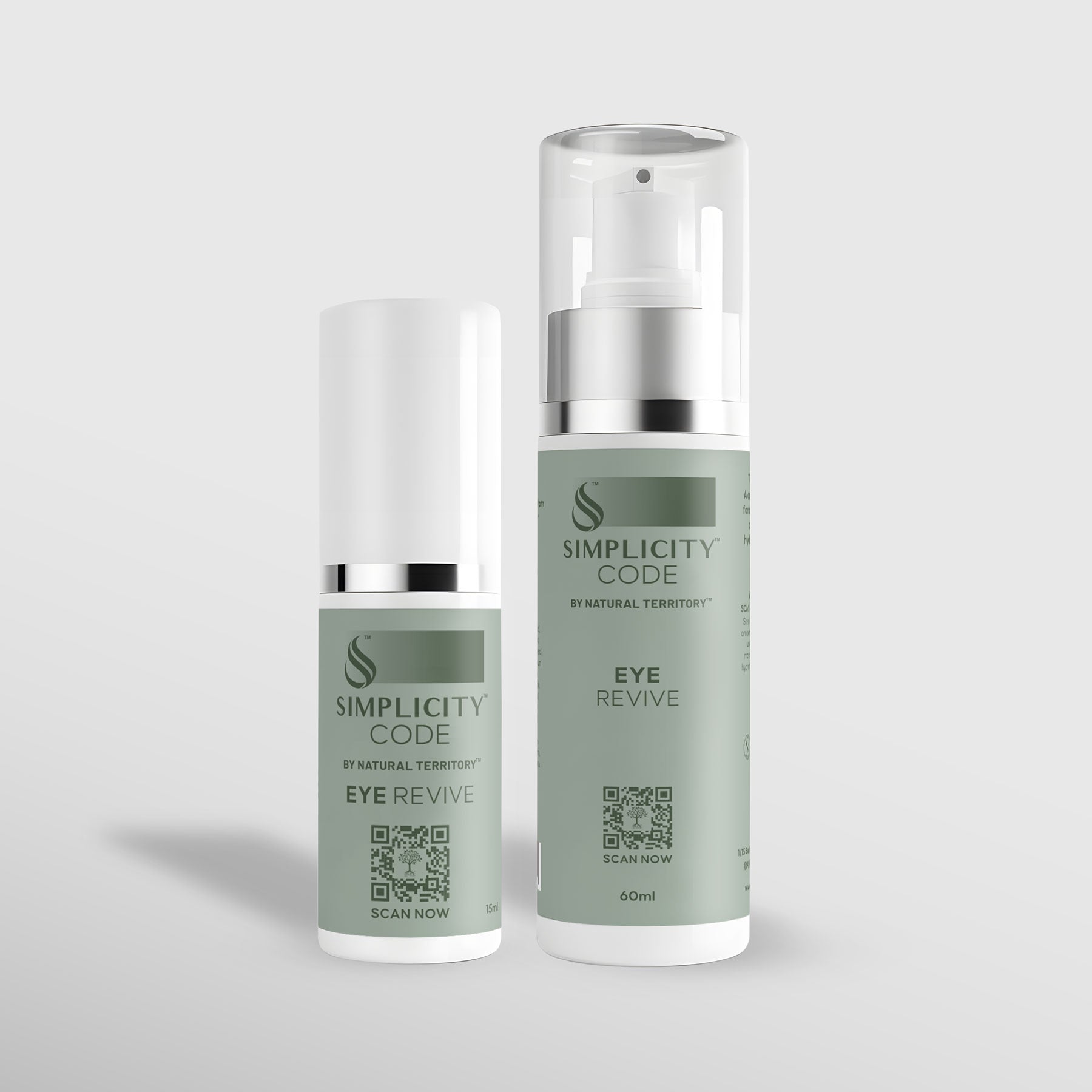 Two skincare bottles labeled &#39;Simplicity Code&#39; 