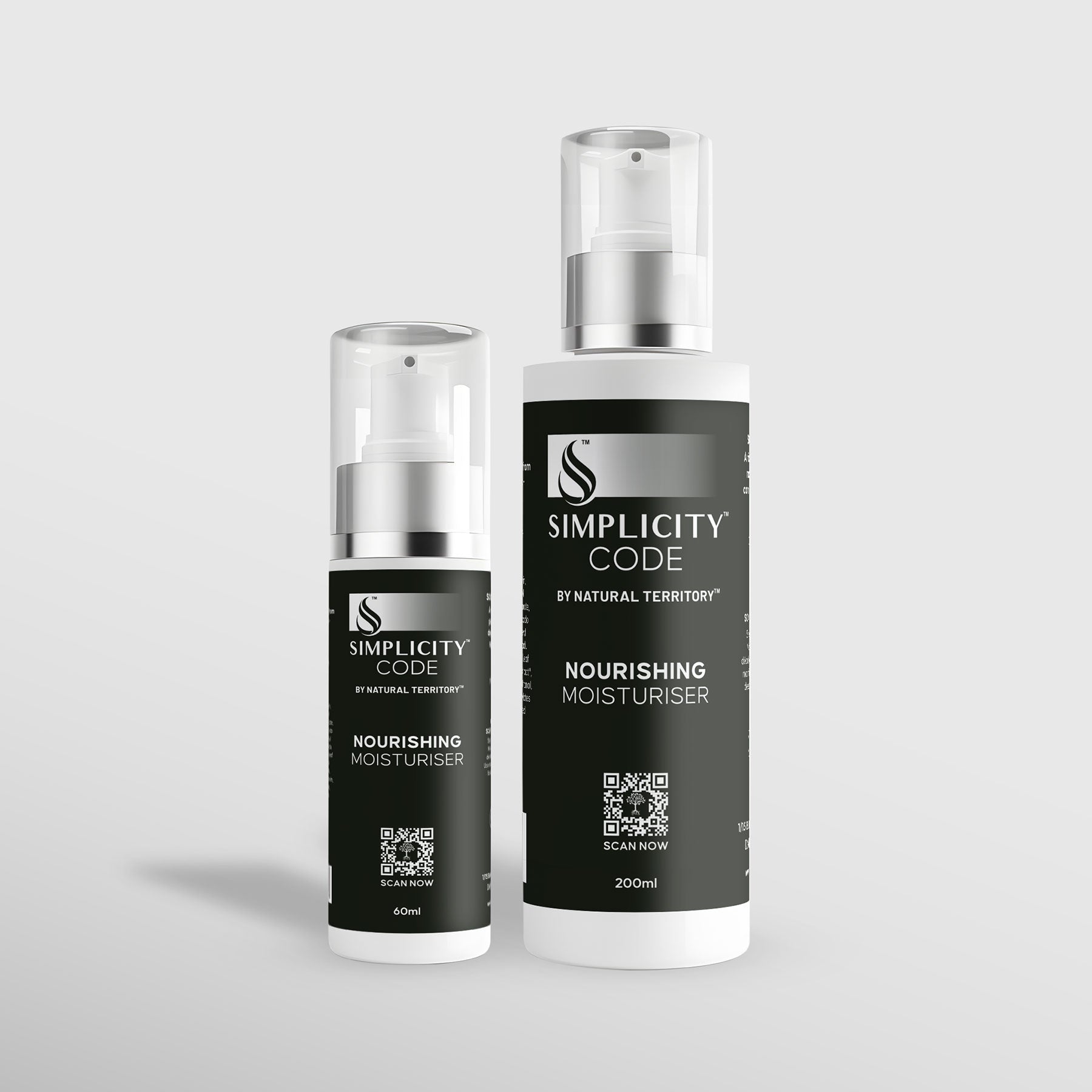 Two bottles of Simplicity Code nourishing moisturizer